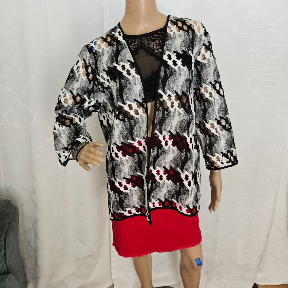 **Alfred Dunner Stylish Open-Front Mesh Cardigan** - image 5